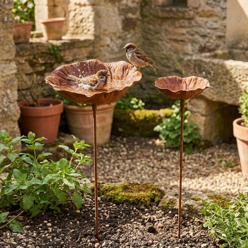 Metal bird bath - bath,, flower