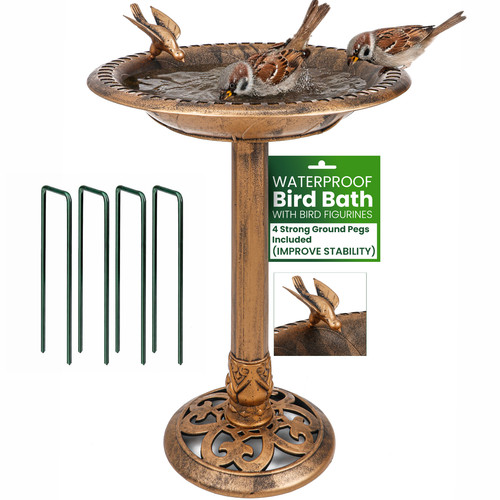 Bird bath bronze effect - bird,