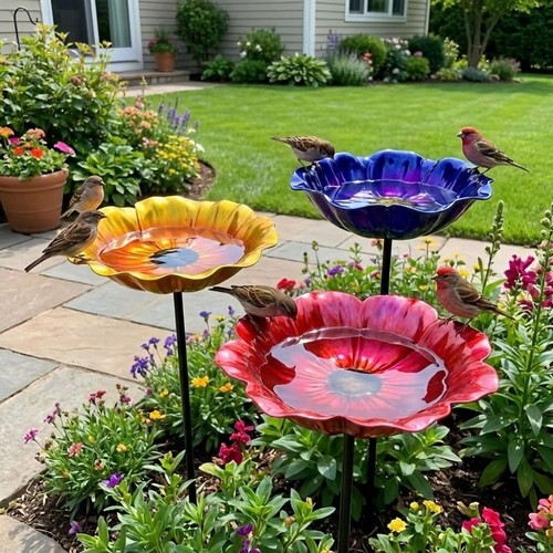 Bird bath stake handmade metal - bath,