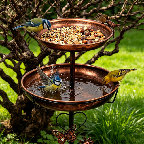 Metal bird bath for - in,