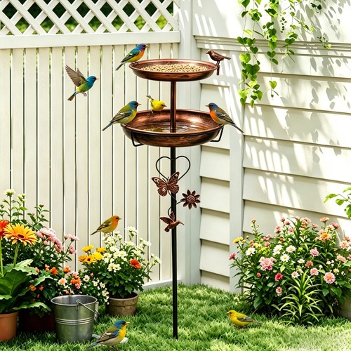 Tall metal bird - bird, bath