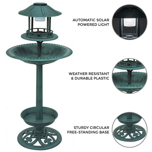 Bird bath feeder with solar - &,