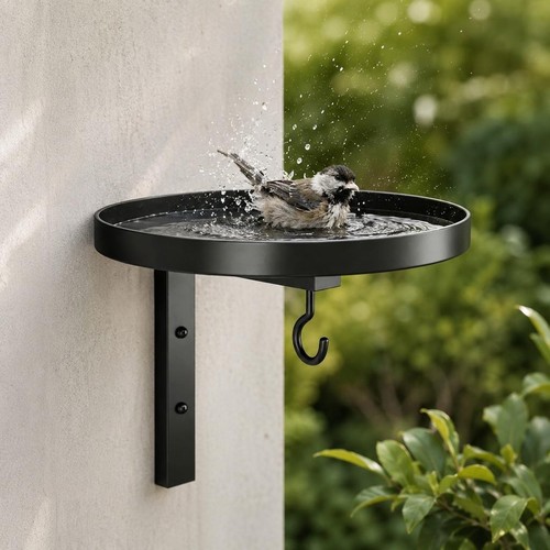 Black iron wall mounted bird - black,