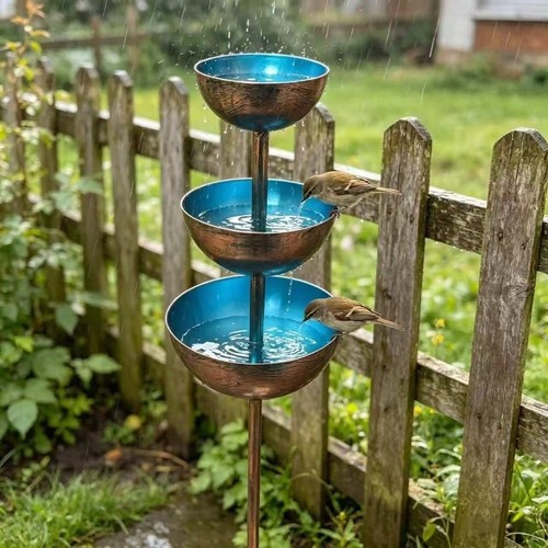 Metal bird bath - bird,