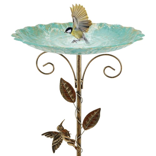 Metal garden bird bath - bird,