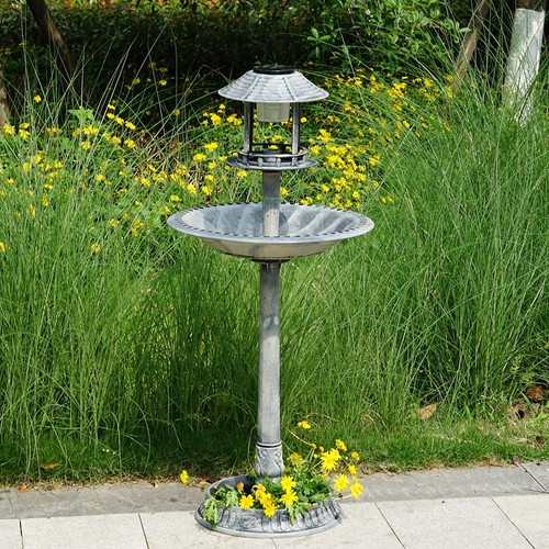 Grey plastic pedestal bird - grey,
