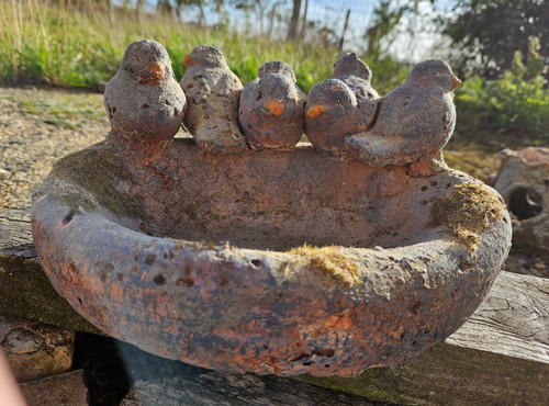 28cm earthenware bird bath - bird,