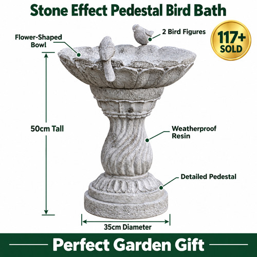 Stone effect pedestal bird - stone,