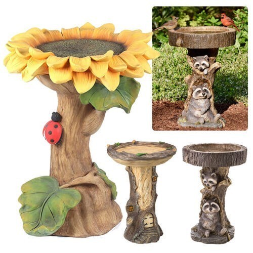Polyresin sunflower bird bath - sunflower,